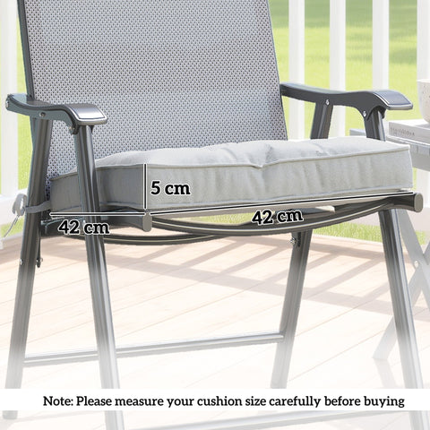 Light grey Outsunny garden seat cushion with soft plush texture, two tie fastenings, great for outdoor seating and light stains