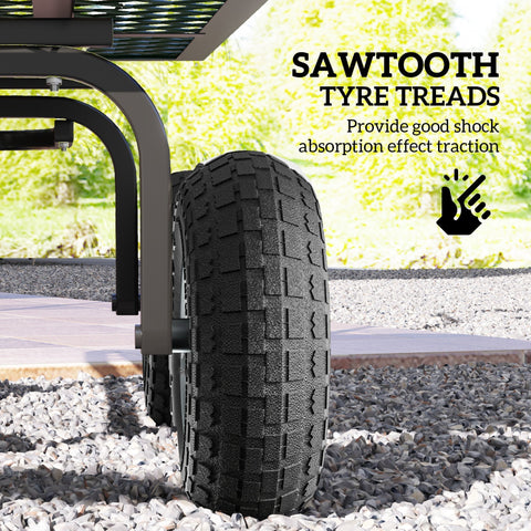 Black rubber tire with sawtooth tread pattern from outsunny set of 4 robust rubber pneumatic wheels for garden carts