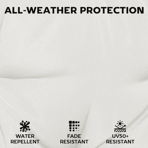 Cream white outsunny outdoor seat cushions with textured fabric, water repellent, uv50+ fade resistant, machine washable cover