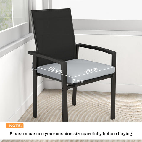 Black metal armchair with light grey outdoor seat cushion from outsunny set of 6 outdoor seat cushions