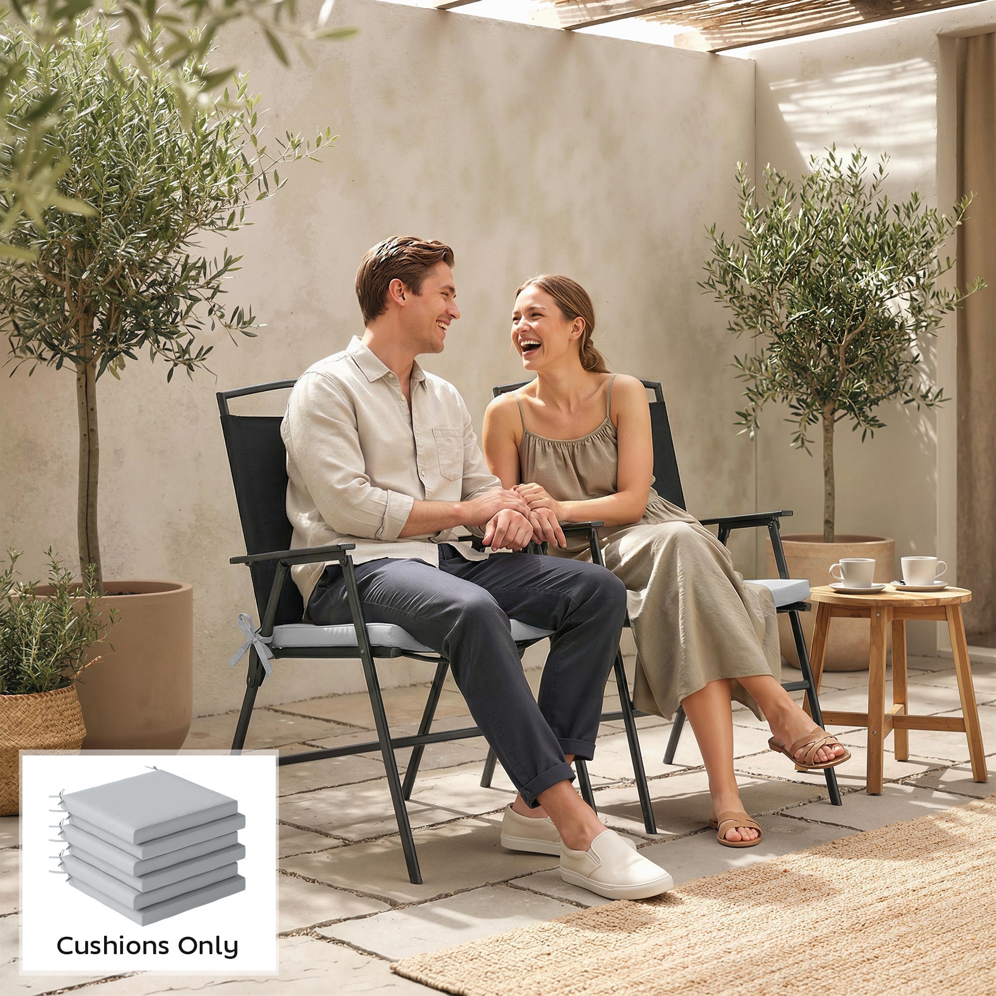 Light gray outsunny outdoor seat cushions set of 6 with machine washable water repellent covers for patio chairs