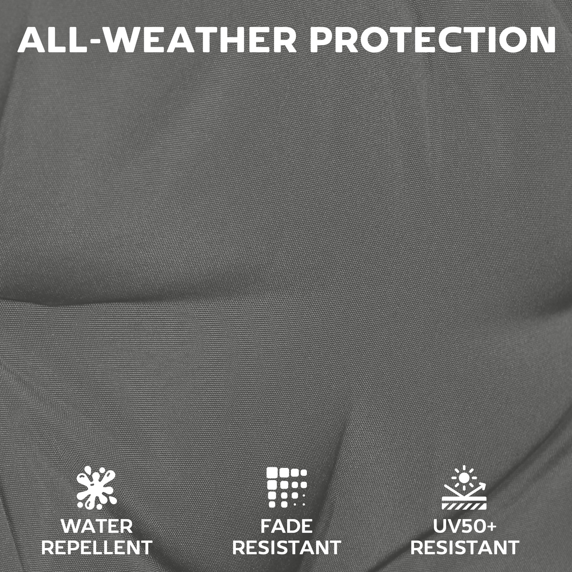 Dark gray textured outdoor seat cushions with water repellent, fade resistant, and uv50+ protection by outsunny