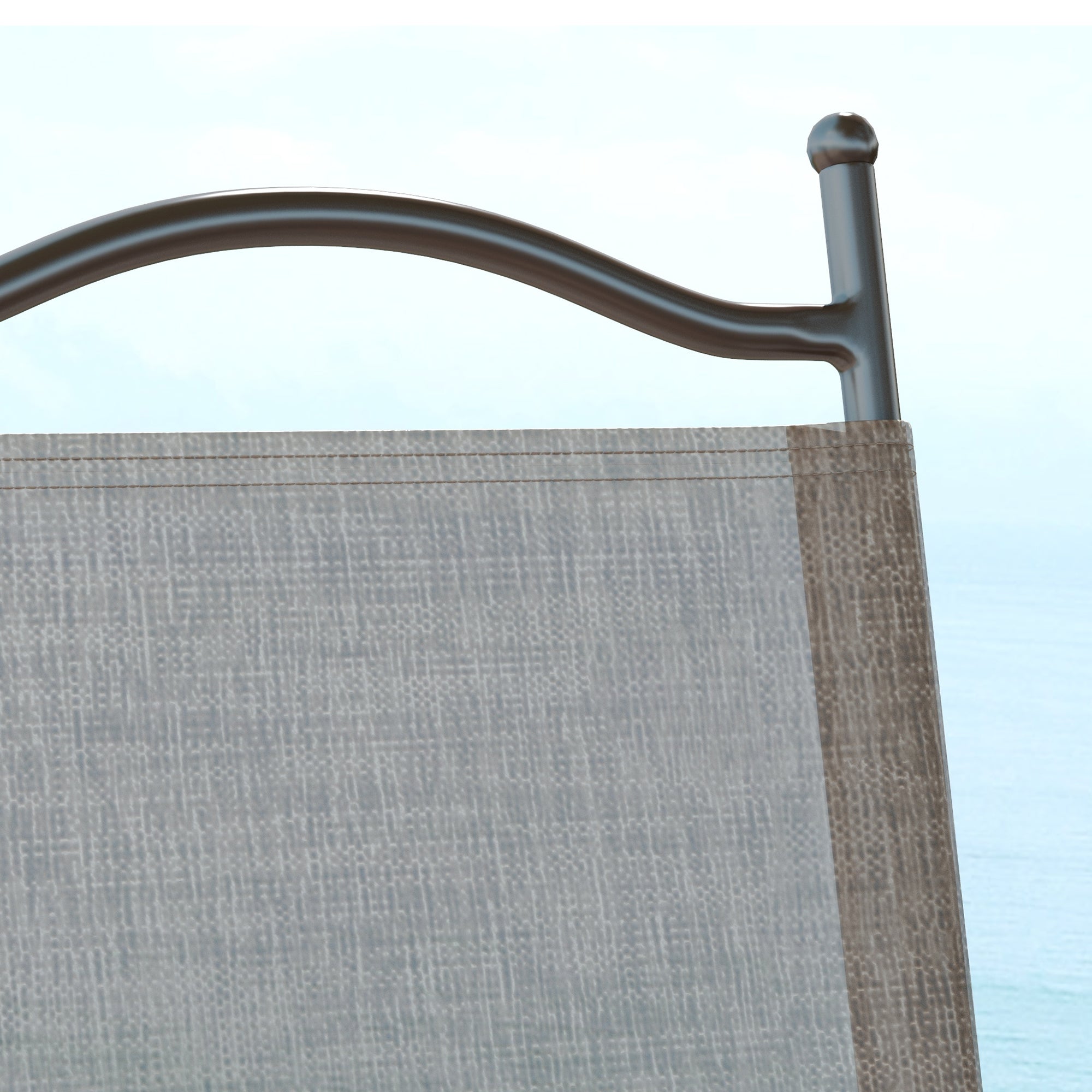 Gray textured canvas panel with dark arched powder coated steel frame for outsunny folding garden chairs mixed brown