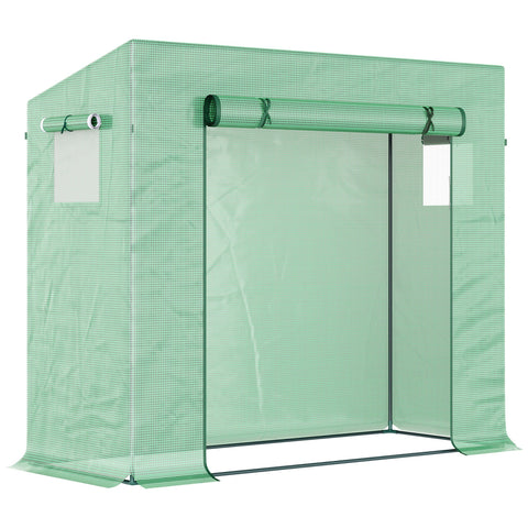 Green mesh outsunny small walk-in garden greenhouse with steel frame extra stability roll-up door and clear side panels