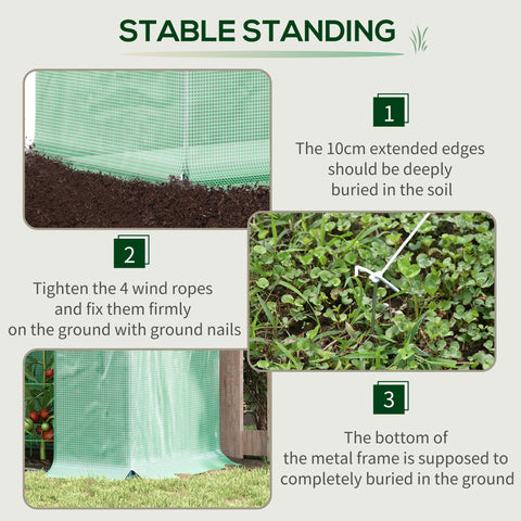 Green mesh greenhouse with steel frame and roll-up door for extra stability perfect for small walk-in garden use