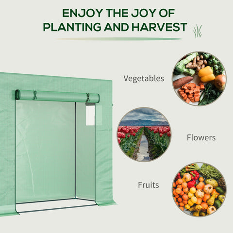 Light green mesh outsunny small walk-in garden greenhouse with steel frame extra stability and large roll-up door