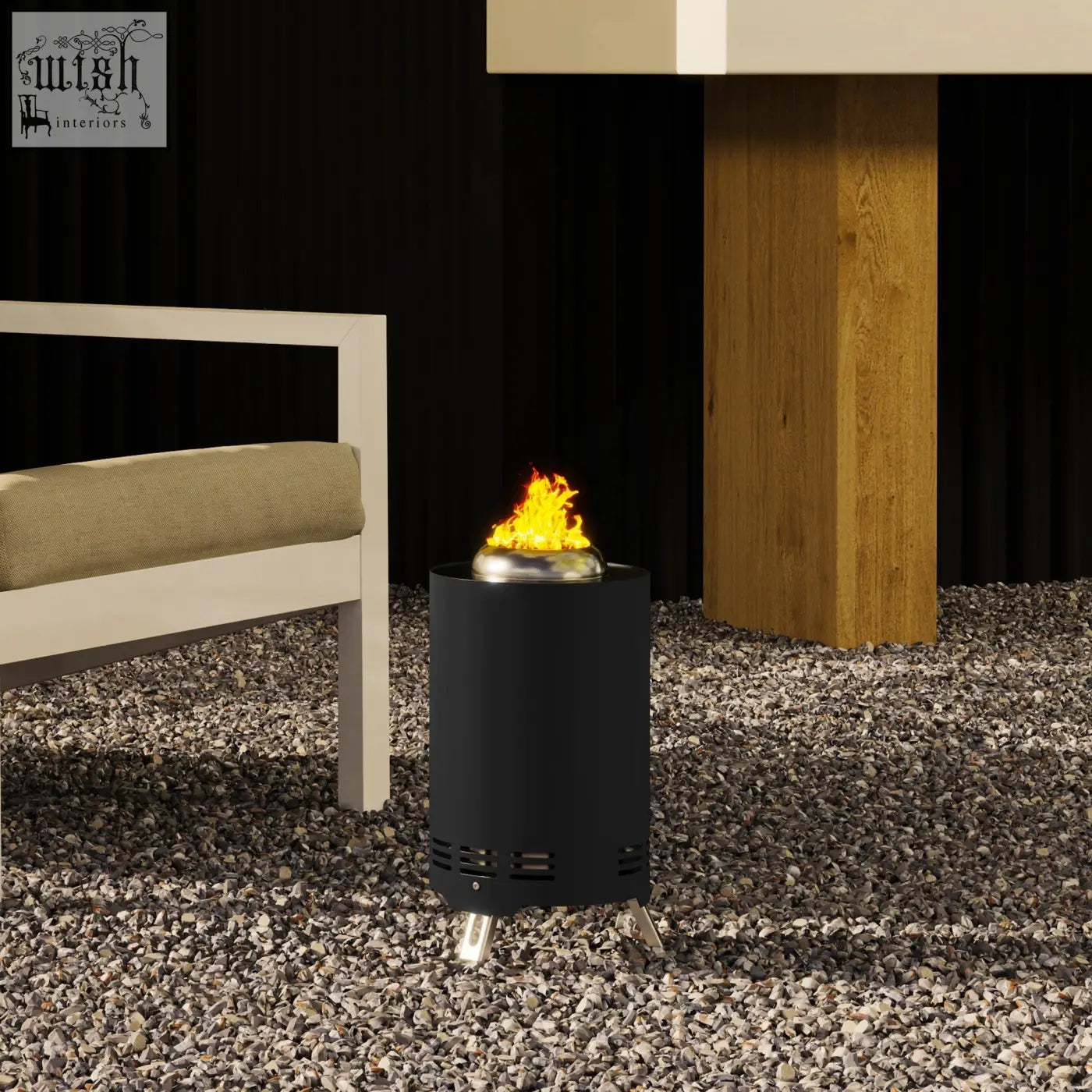Black outsunny smokeless fire pit with powder-coated stainless steel bowl and legs for camping and garden use