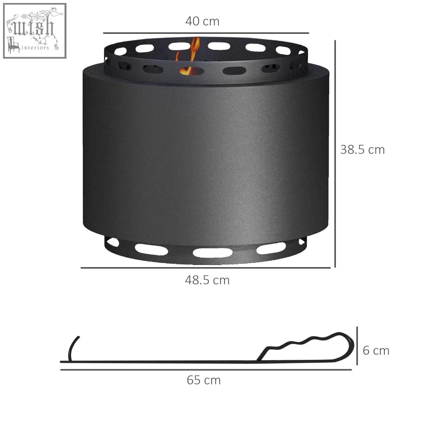 Black metal outsunny smokeless fire pit with perforated top for high heat secondary combustion and camping bonfires