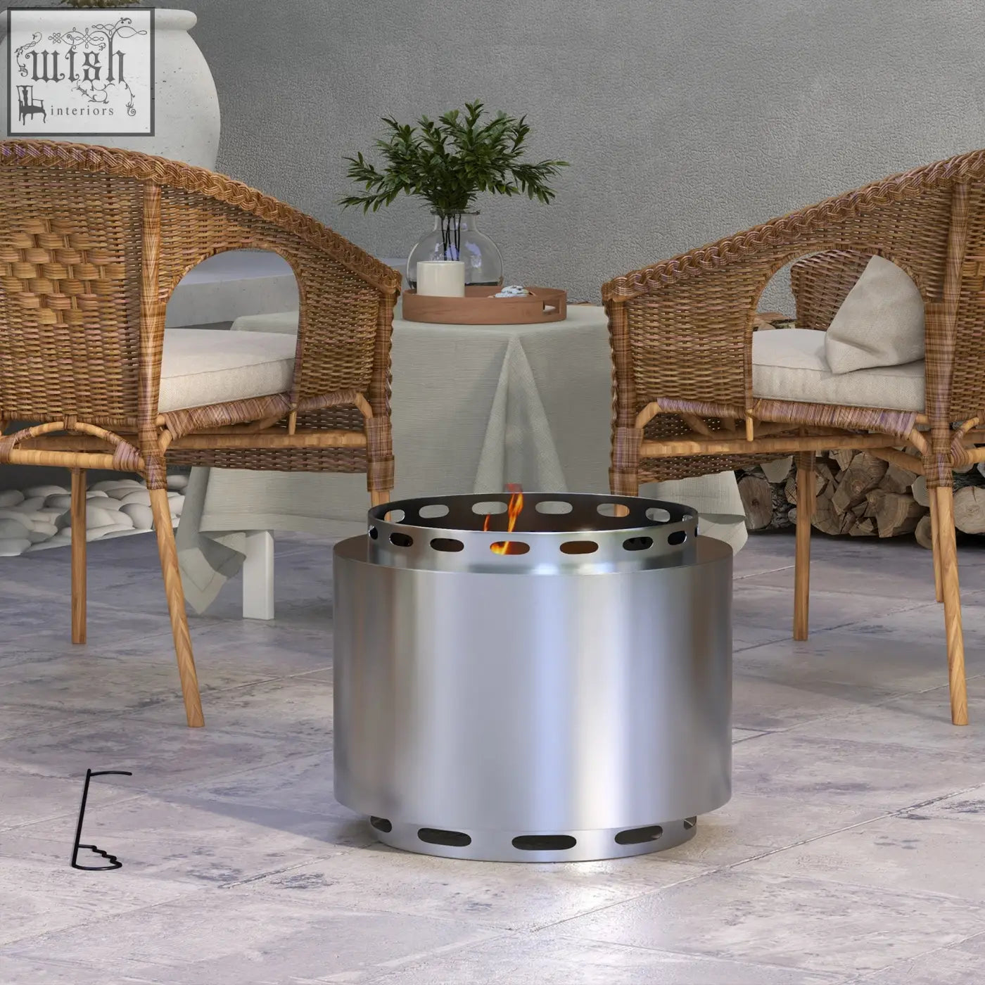 Outsunny smokeless stainless steel fire pit in silver with perforated design for high heat and secondary combustion outdoors