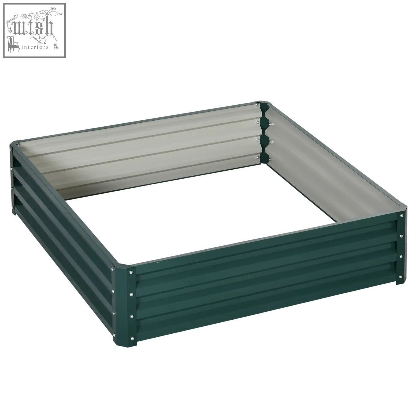 Outsunny dark green garden bed with galvanized steel frame and interlocking panels for direct contact planting