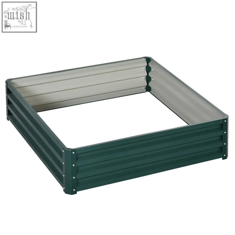 Outsunny dark green garden bed with galvanized steel frame and interlocking panels for direct contact planting