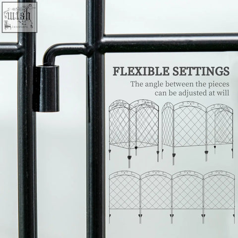 Black metal garden screen with ornate curved edges and diamond lattice design in outsunny steel decorative powder coating