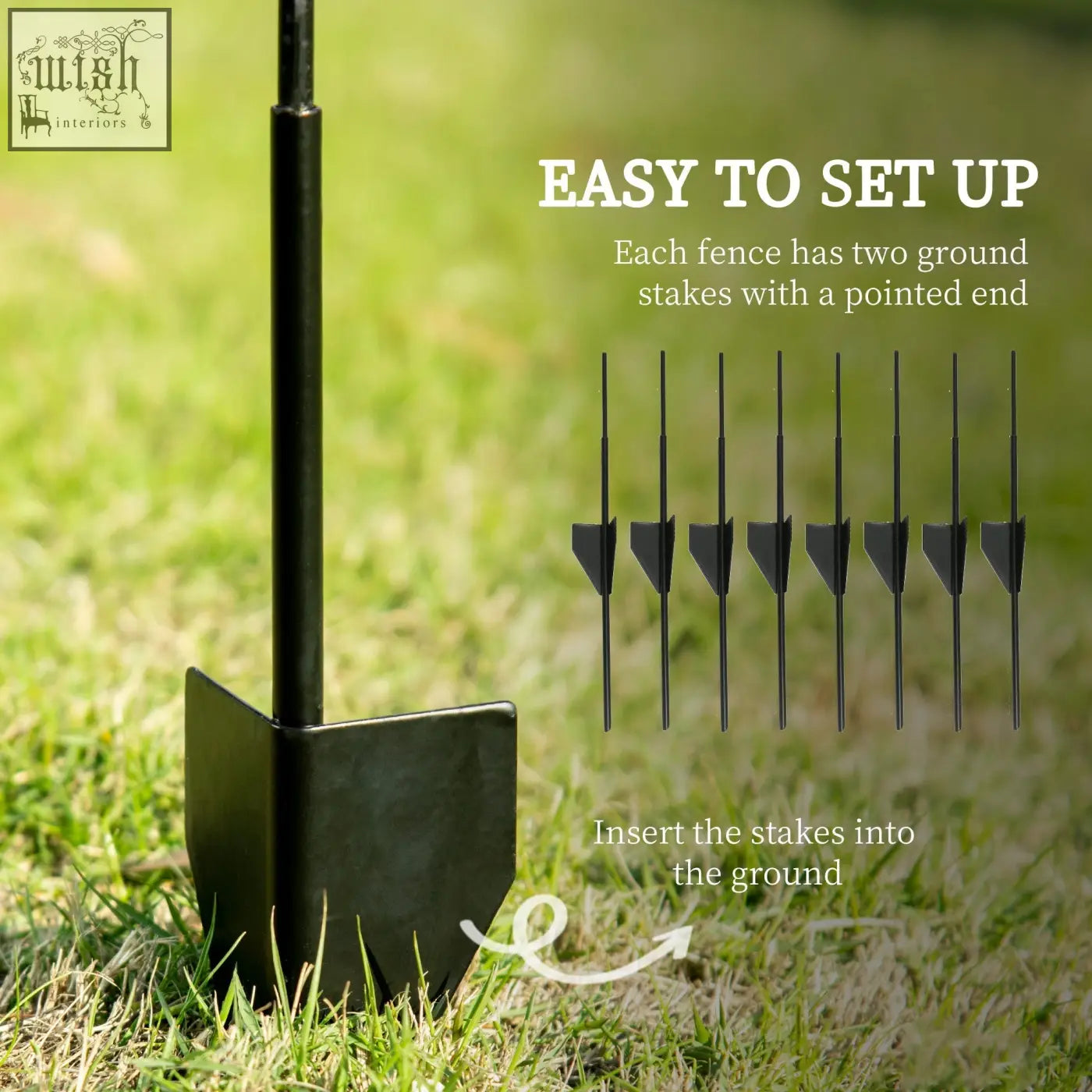 Black metal fence stake with pointed end and flat base for easy ground insertion from outsunny steel decorative set with powder coating