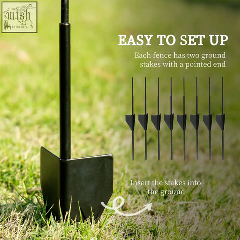 Black metal fence stake with pointed end and flat base for easy ground insertion from outsunny steel decorative set with powder coating