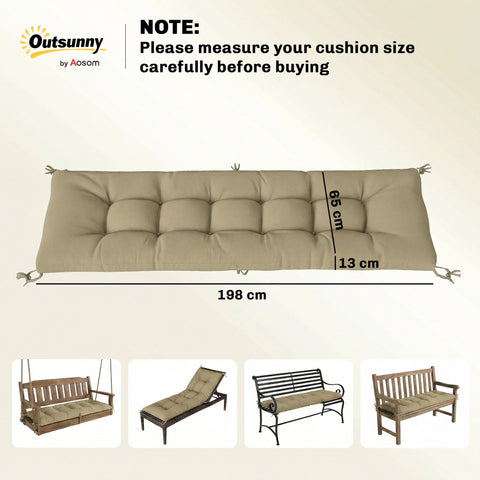 Beige tufted memory foam sun lounger cushion by outsunny measuring 198 cm long and 65 cm wide for outdoor use