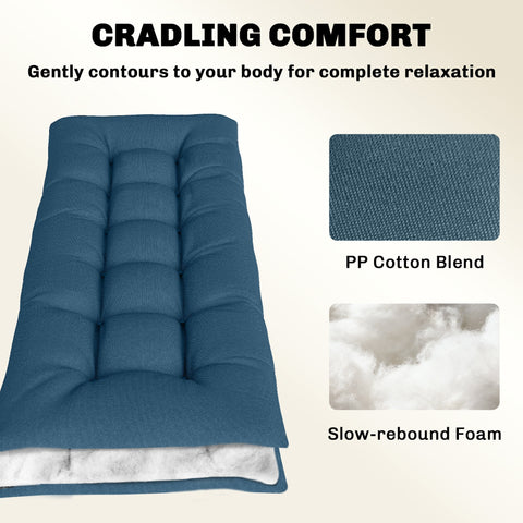 Blue outsunny sun lounger cushion with slow rebound foam filling and pp cotton blend cover for outdoor use