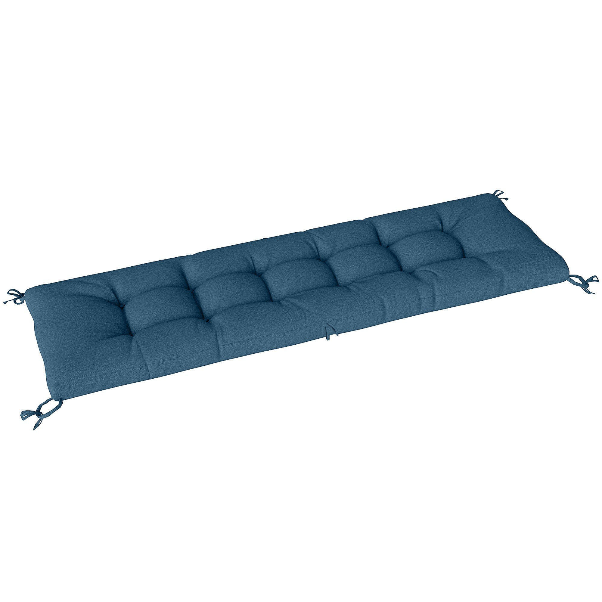 Deep blue memory foam sun lounger cushion with fabric ties fits 190 x 60 cm outdoor patio lounger seat pad