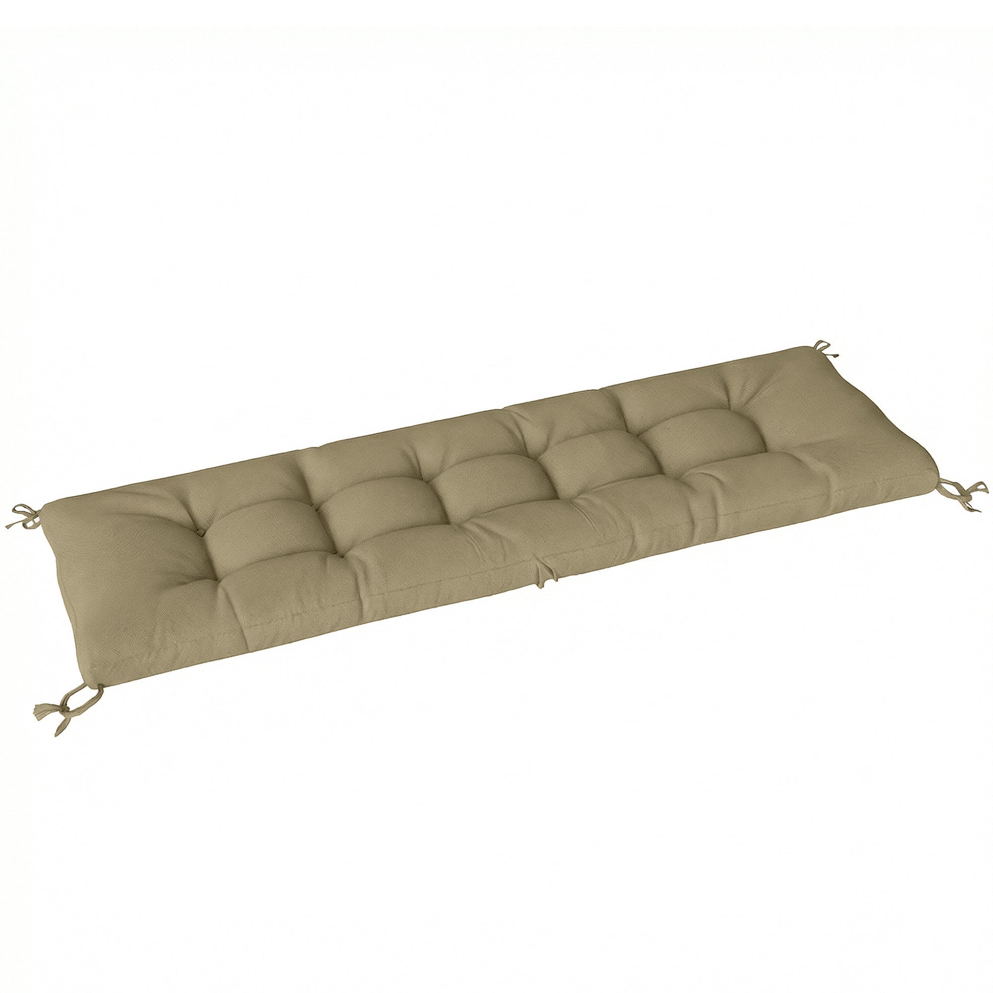 Beige tufted memory foam sun lounger cushion with fabric ties for outdoor 190 x 60 cm patio lounger seat pad