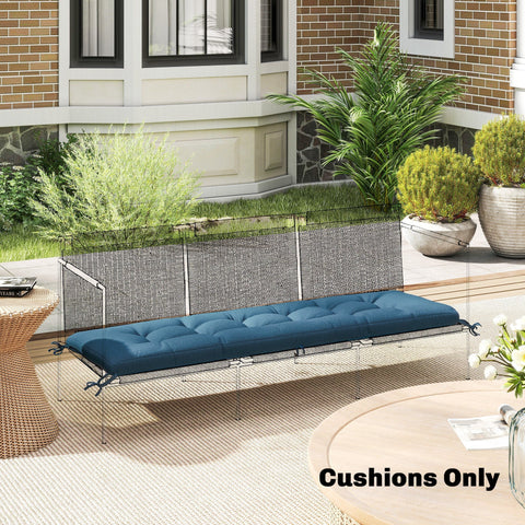 Blue tufted memory foam sun lounger cushion with ties for outdoor bench fits 190 x 60 cm outsunny lounger cushion