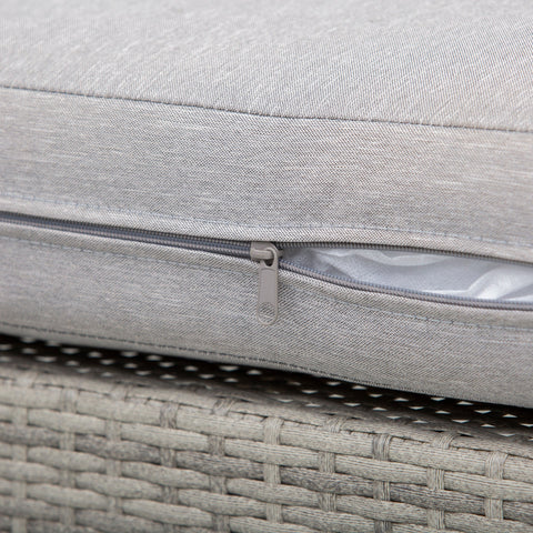 Gray textured fabric cushion with matching zipper for outsunny three person sofa rattan set with glass tables
