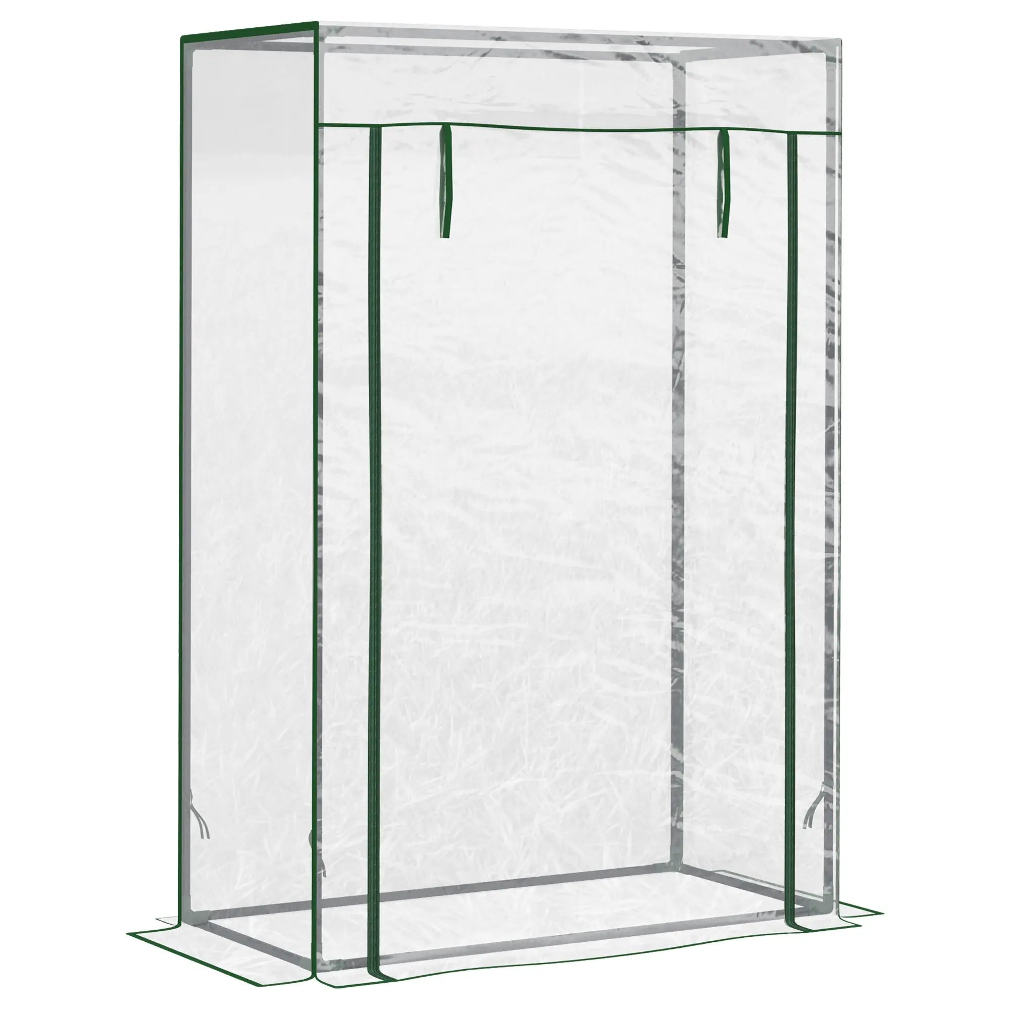 Transparent Outsunny mini greenhouse with green trim pvc cover and reinforced seams for outdoor spaces