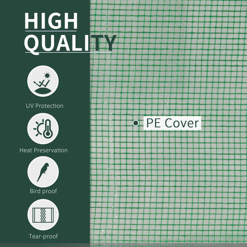 Outsunny tunnel greenhouse with steel frame and green pe cover featuring fine mesh pattern for easy access garden use