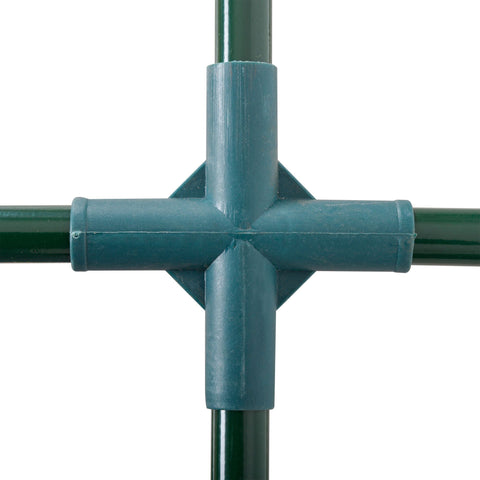 Dark green plastic corner joint connecting steel frame poles for outsunny tunnel greenhouse with easy access design