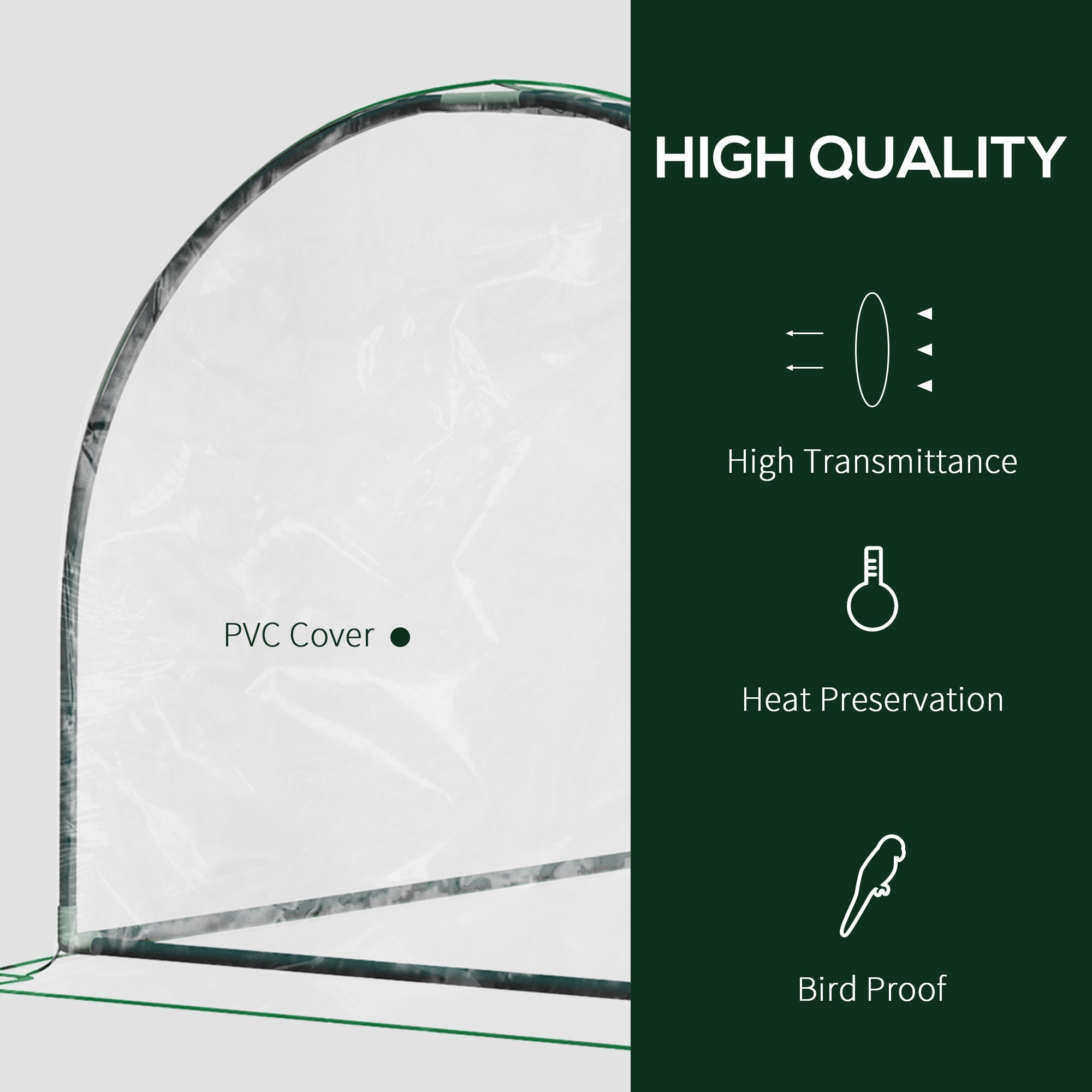 Translucent green pvc-covered outsunny tunnel greenhouse with powder-coated steel frame for outdoor gardening