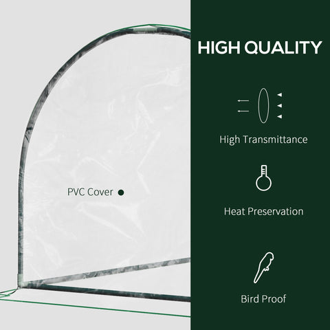Translucent green pvc-covered outsunny tunnel greenhouse with powder-coated steel frame for outdoor gardening