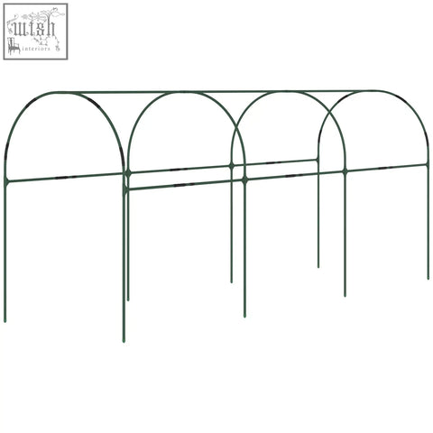 Green steel frame tomato greenhouse with arched tops and guy ropes for sturdy garden support