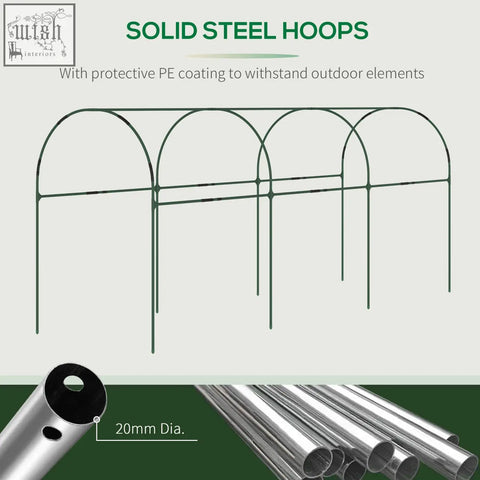 Outsunny tunnel tomato greenhouse with steel frame 4 hoops protective pe cover guy ropes and clear arched design