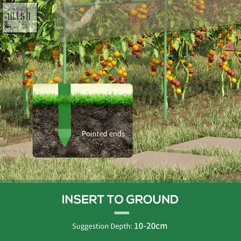 Green plastic garden support stake with pointed ends for outsunny tomato greenhouse steel frame with guy ropes