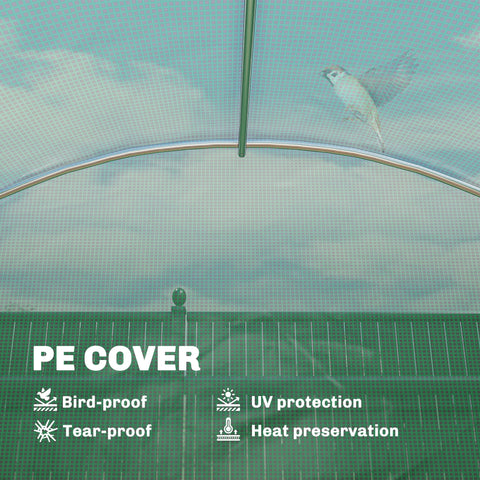 Outsunny walk-in greenhouse in green pe cover with mesh windows roll-up door and bird-proof tear-proof material