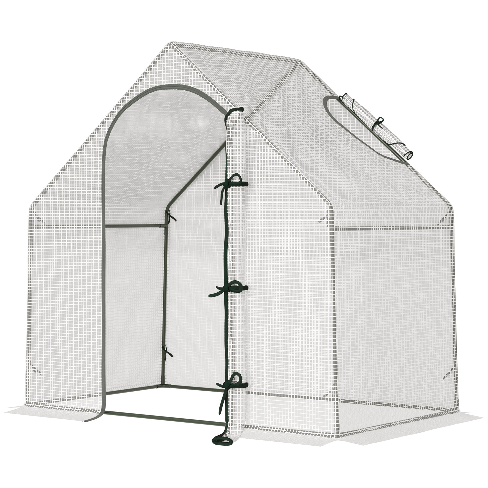 Outsunny walk-in greenhouse with white mesh and black steel frame for extra stability perfect for vegetable and herb growing