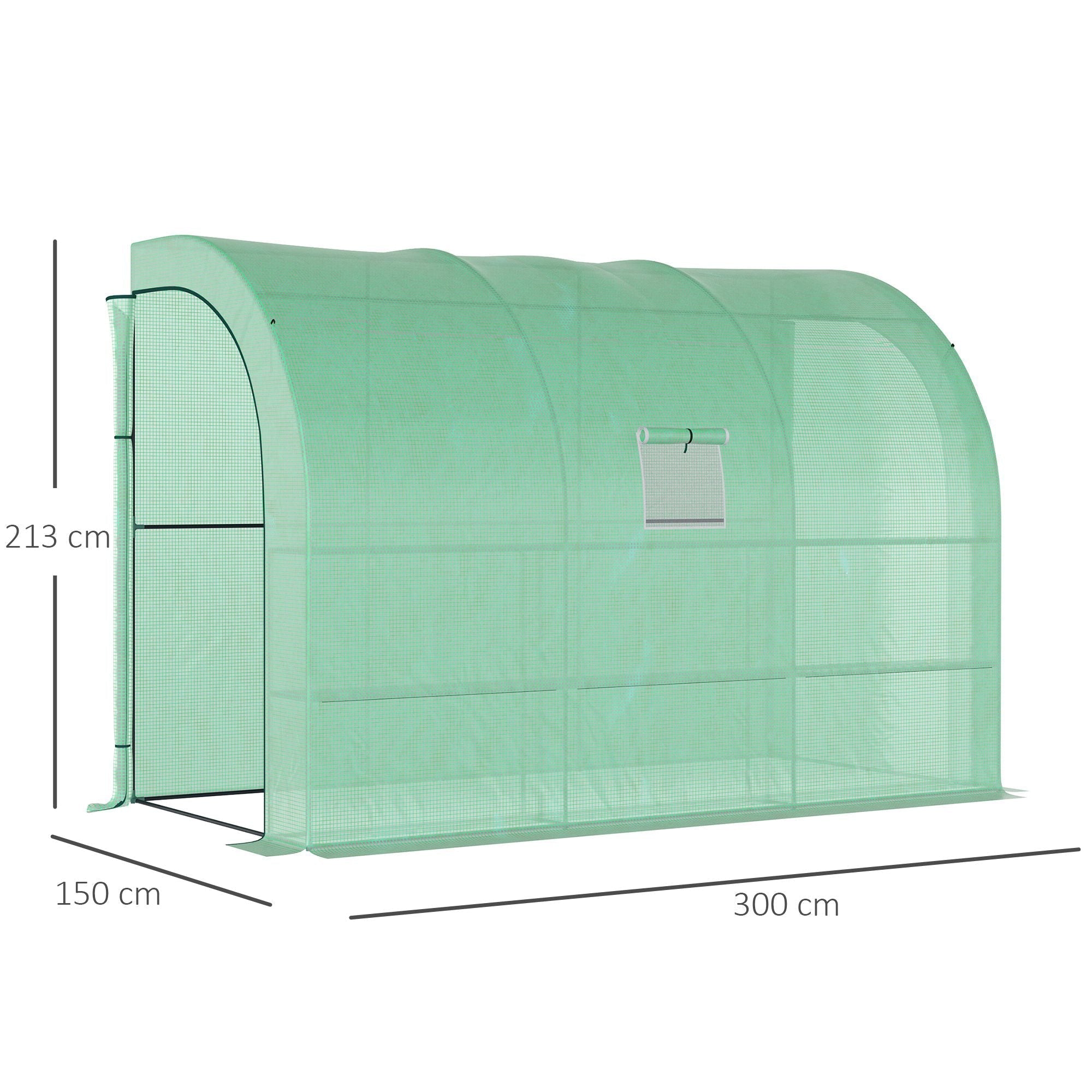 Light green outsunny walk-in lean to greenhouse with mesh sides wire panel and window for plant nursery use