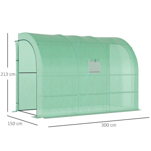 Light green outsunny walk-in lean to greenhouse with mesh sides wire panel and window for plant nursery use