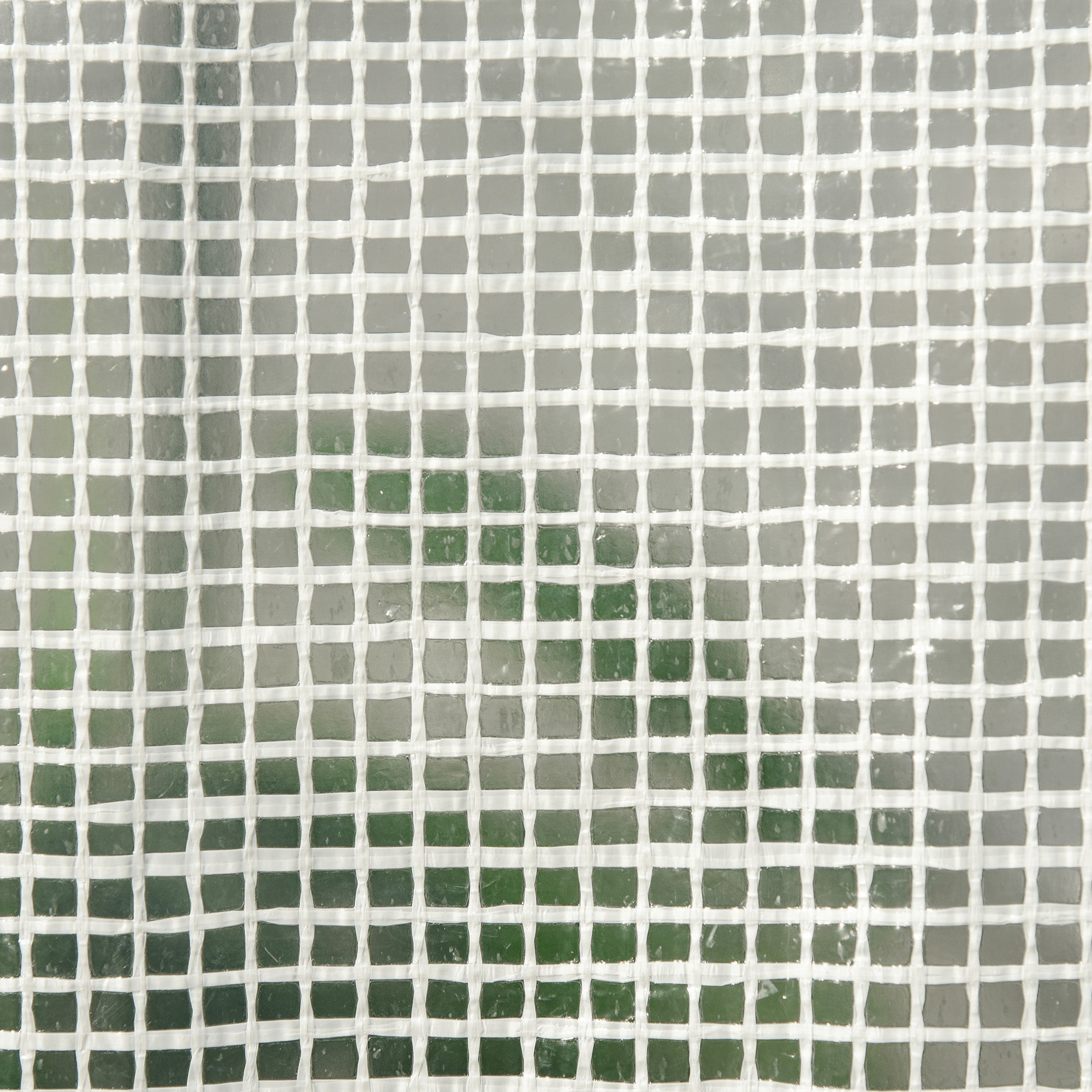 White mesh fabric with subtle green tint on outsunny walk-in lean to wall greenhouse 200l x 100w x 215hcm