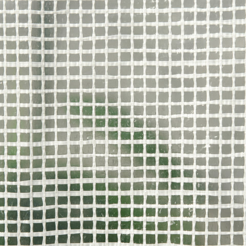 White mesh fabric with subtle green tint on outsunny walk-in lean to wall greenhouse 200l x 100w x 215hcm
