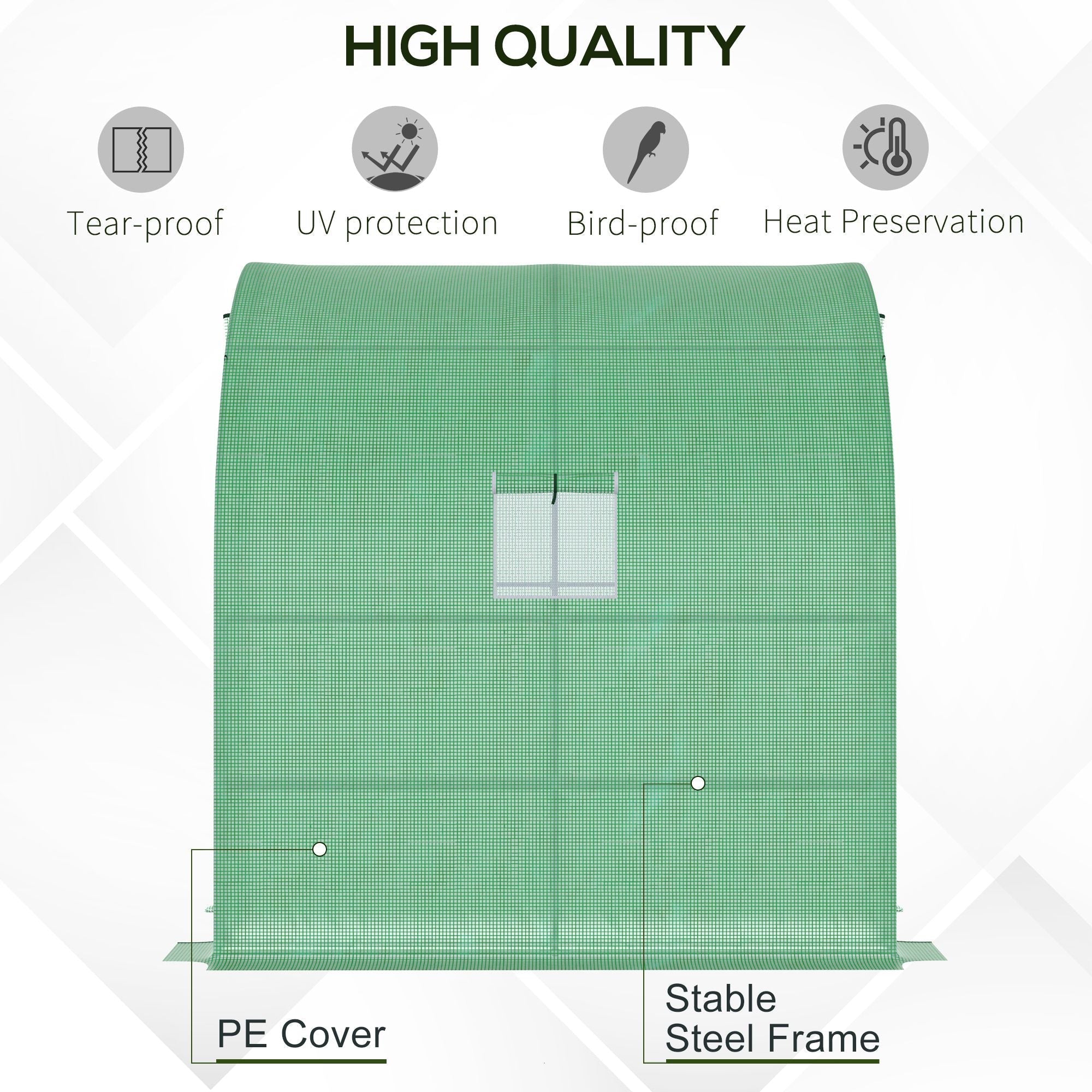 Outsunny walk-in lean to wall greenhouse with stable steel frame green pe cover perfect for plant nursery use