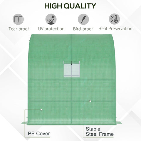 Outsunny walk-in lean to wall greenhouse with stable steel frame green pe cover perfect for plant nursery use