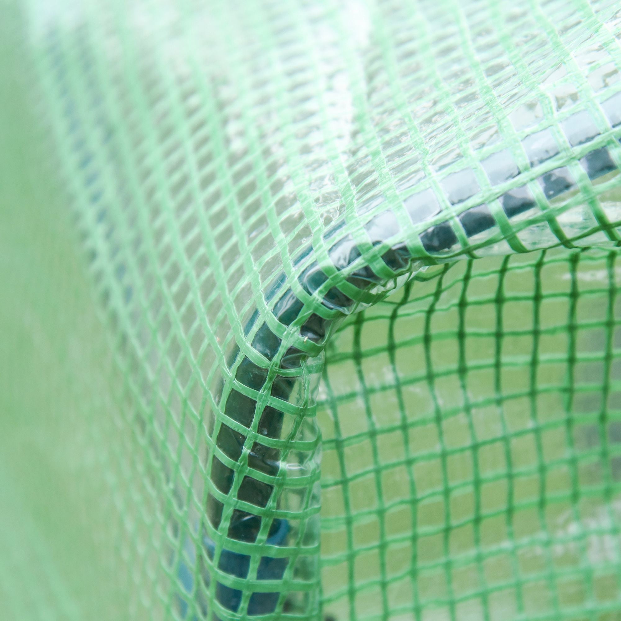 Green plastic mesh netting with reinforced black edge for outsunny walk in mini greenhouse steel frame with extra stability