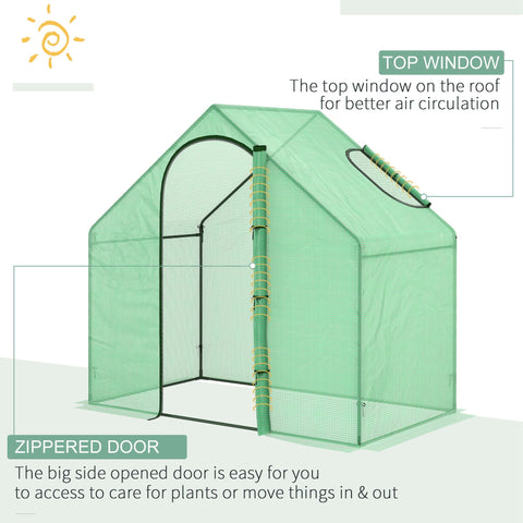 Outsunny green mesh greenhouse with steel frame for extra stability zippered door and top ventilation window