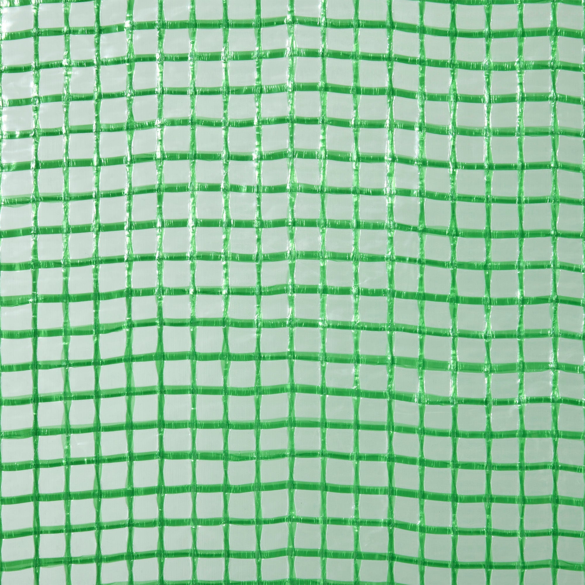 Green plastic mesh with grid pattern on outsunny walk in mini greenhouse steel frame for extra stability