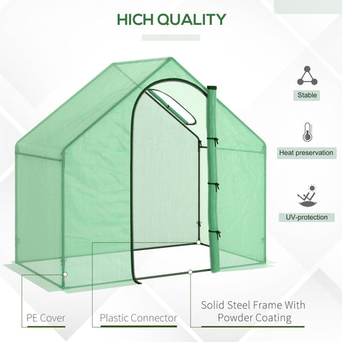Outsunny walk in mini greenhouse with green pe cover and powder coated steel frame for extra stability outdoors