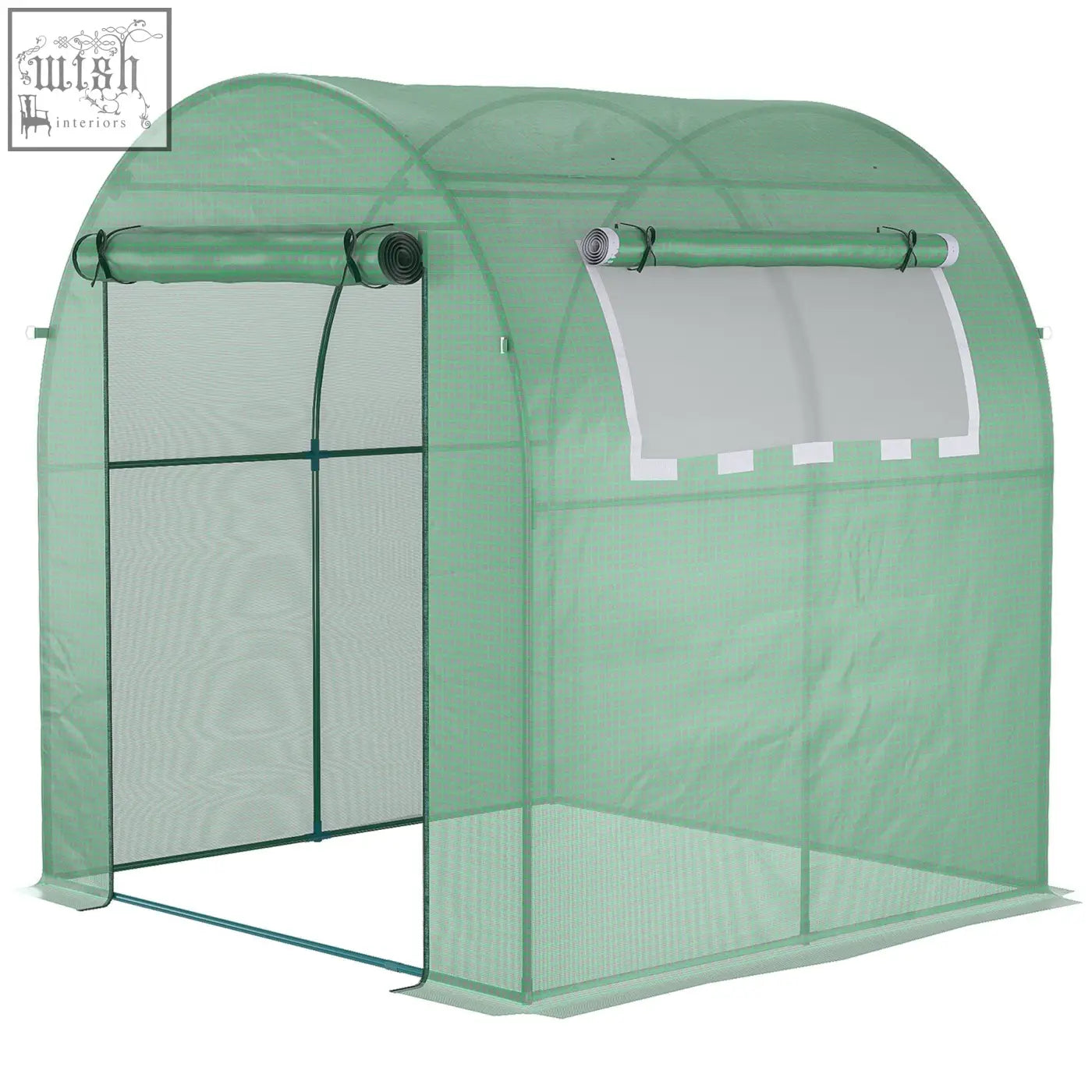 Outsunny walk in polytunnel greenhouse with translucent green plastic mesh sides steel frame and easy access roll-up windows