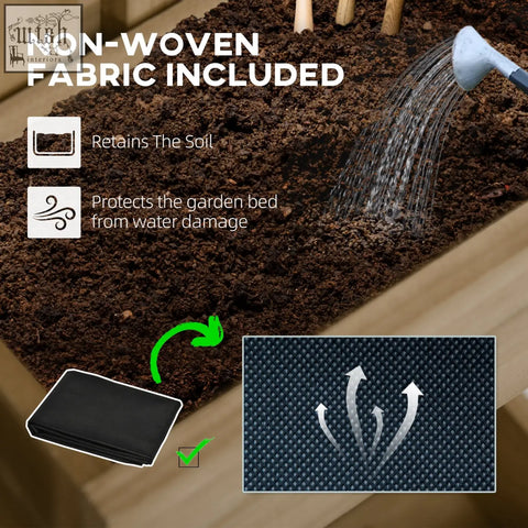 Black non woven fabric for carbonised outsunny wall mounted wooden planter box with drainage holes and two small beds