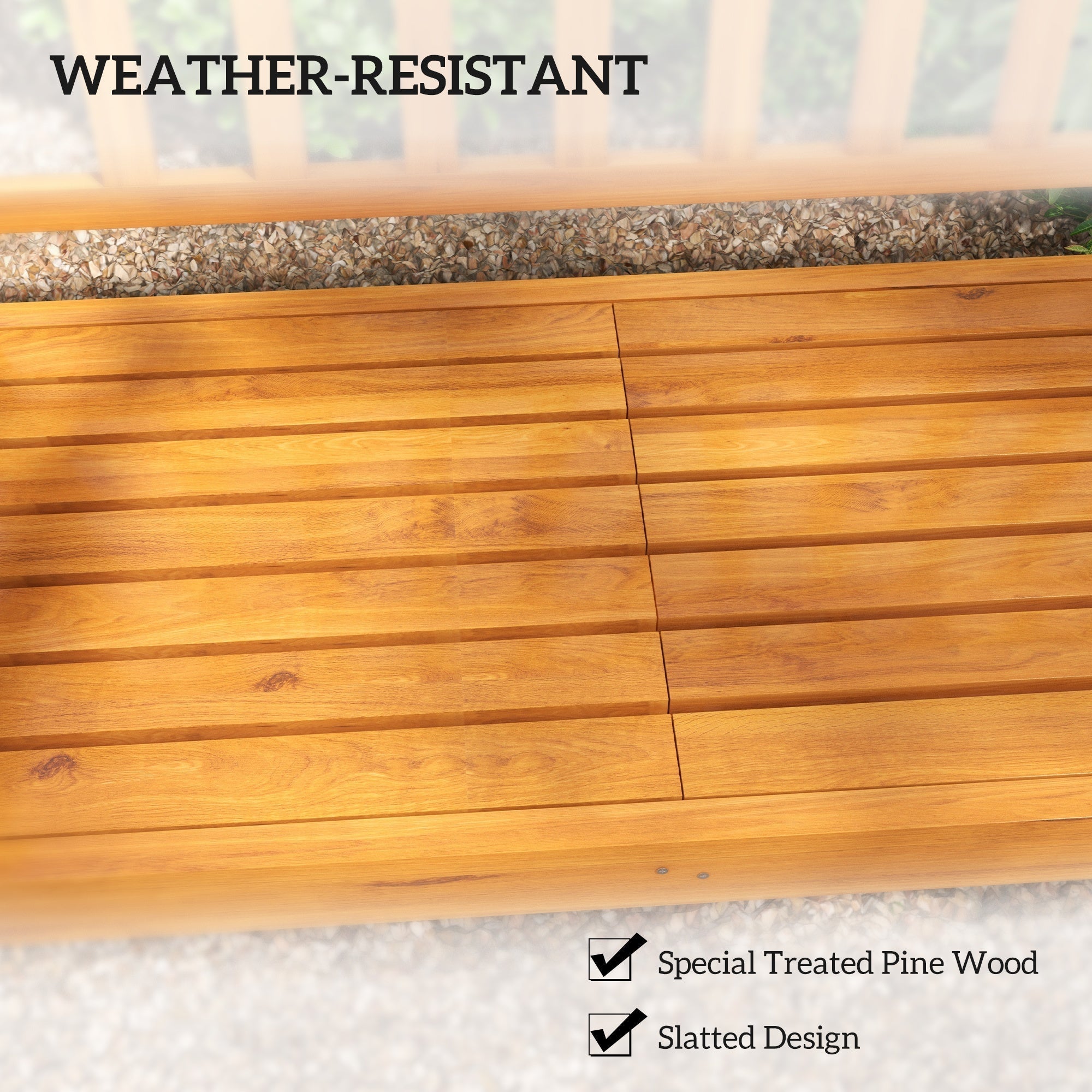 Outsunny wooden bench with liftable middle table made of weather-resistant pine wood for outdoor deck seating 2-3 people