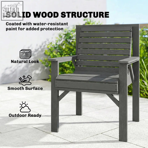 Outsunny gray outdoor garden dining chair with fir wood structure and grey embossed finish for patio seating