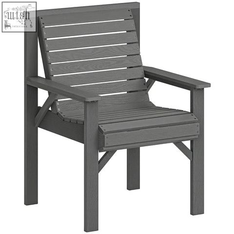Outsunny garden dining chair with grey embossed finish, fir wood slatted design, curved seat, and wide armrests