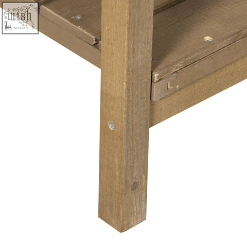 A sturdy brown fir wood leg with visible grain and screws on outsunny wooden herb planter with eight separate cubes 110l x 46w